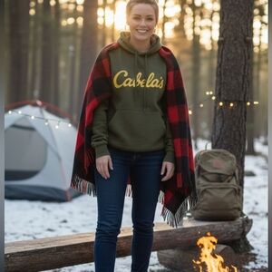 Cabela’s Signature Script Logo Hoodie - Olive Green - Size Small